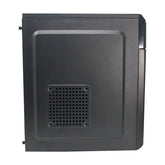 Gabinete Media Torre Quaroni, Formato Atx, Micro Atx, Mini Itx, Usb 2.0, Fuente De Poder Incuida 500w,Color Negro Acabado Liso Boton Encendido Triangulo